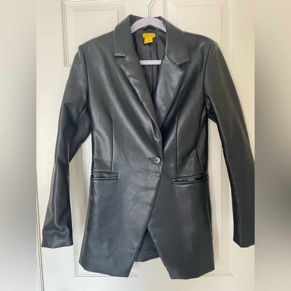 Daisy Black Leather Women's Blazer